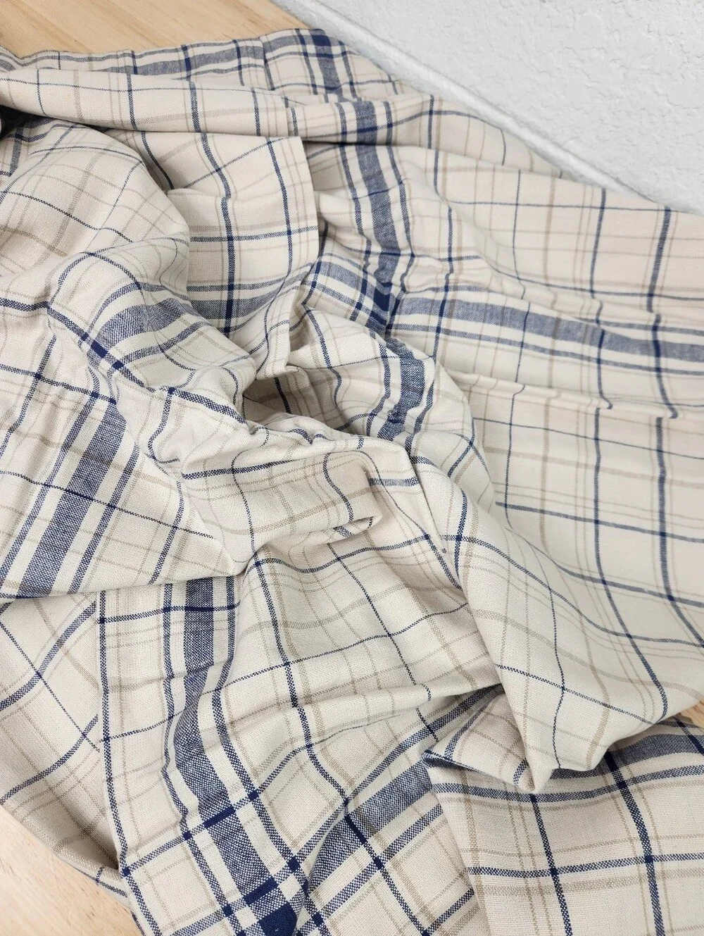 Pottery Barn Plaid King Duvet Linen Blend Floral NOS Cottage French Country Flaw